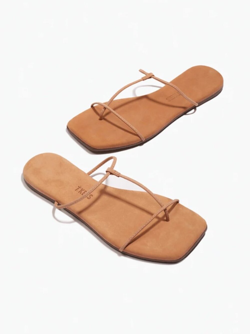 TKEES Chloe Square Toe Suede Sandal - in "Pout" (Beige)